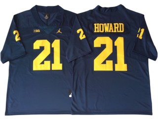 Michigan Wolverines #21 Desmond Howard Navy Football Jersey