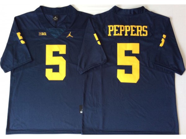 Michigan Wolverines #5 Jabrill Peppers Navy Football Jersey