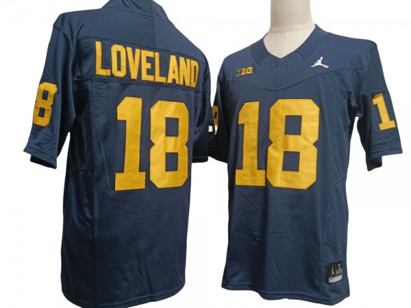 Michigan Wolverines #18 Colston Loveland Navy Vapor F.U.S.E. Limited Jersey