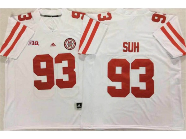 Nebraska Cornhuskers #93 Ndamukong Suh White Football Jersey