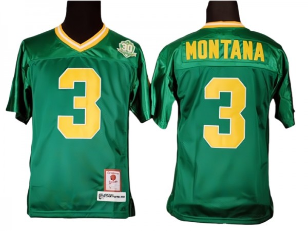 Notre Dame Fighting Irish #3 Joe Montana 1977 Green Football Jersey