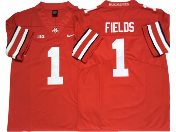 Ohio State Buckeyes #1 Justin Fields Red Football Jersey