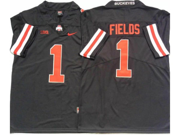 Ohio State Buckeyes #1 Justin Fields Black Football Jersey