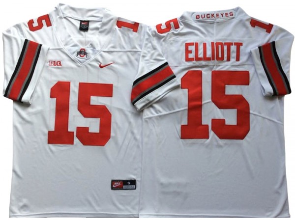 Ohio State Buckeyes #15 Ezekiel Elliott White Football Jersey