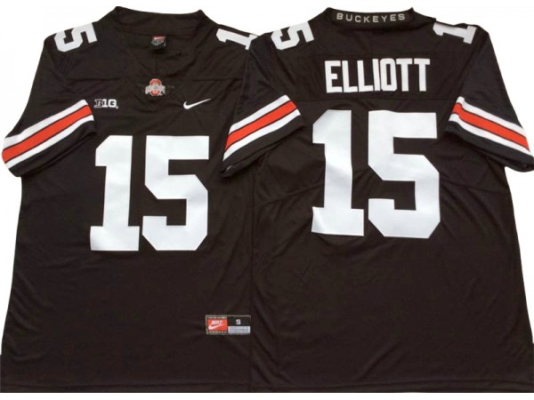 Ohio State Buckeyes #15 Ezekiel Elliott Black/White Football Jersey