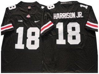 Ohio State Buckeyes #18 Marvin Harrison Jr. Black/White Football Jersey