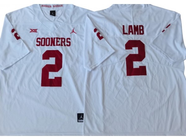 Oklahoma Sooners #2 CeeDee Lamb White Football Jersey