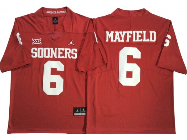 Oklahoma Sooners #6 Baker Mayfield White Football Jersey