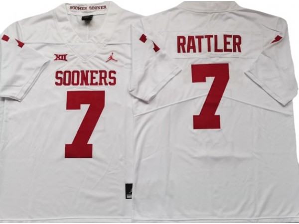 Oklahoma Sooners #7 Spencer Rattler White Football Jersey