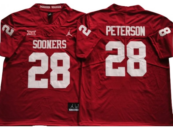 Oklahoma Sooners #28 Adrian Peterson Red Football Jersey