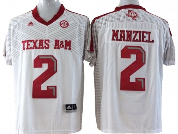 Texas A&M Aggies #2 Johnny Manziel White Football Jersey