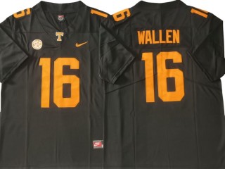 Tennessee Volunteers #16 Black Football Jersey - Morgan Wallen