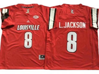 Louisville Cardinals #8 Lamar Jackson Red Football Jersey