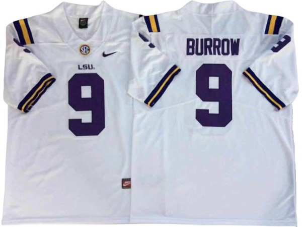 LSU Tigers #9  White Football Jersey - Joe Burrow 