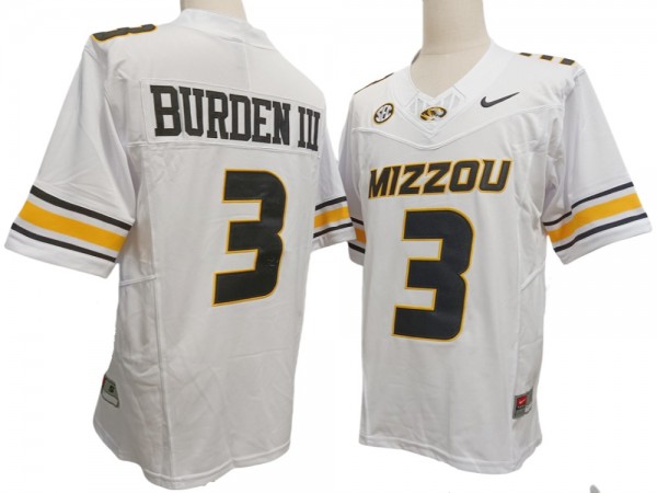 Missouri Tigers #3 Luther Burden III White Vapor F.U.S.E. Limited Jersey