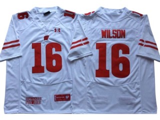 Wisconsin Badgers #16 Russell Wilson White Football Jersey