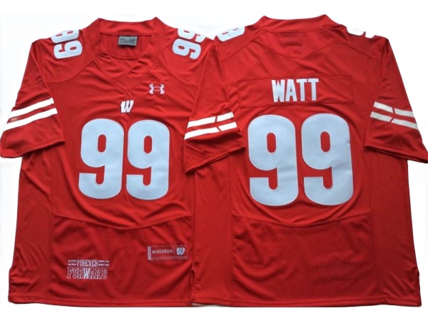 Wisconsin Badgers #99 J.J. Watt Red Football Jersey