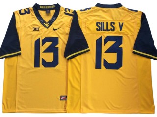 West Virginia Mountaineers #13 David Sills V Yellow Football Jersey