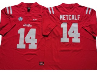 Ole Miss Rebels #14 DK Metcalf Red Football Jersey