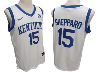 Kentucky Wildcats #15 Reed Sheppard White Basketball Jersey