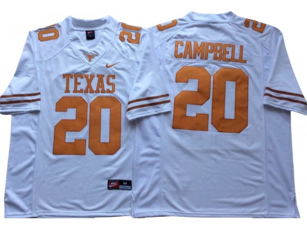 Texas Longhorns #20 Earl Campbell White Football Jersey