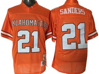 Oklahoma State Cowboys #21 Barry Sanders Orange Throwback Jersey