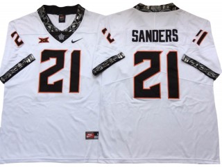 Oklahoma State Cowboys #21 Barry Sanders White Football Jersey