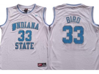 Indiana State Sycamores #33 Larry Bird White Basketball Jersey