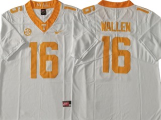 Tennessee Volunteers #16 White Football Jersey - Morgan Wallen