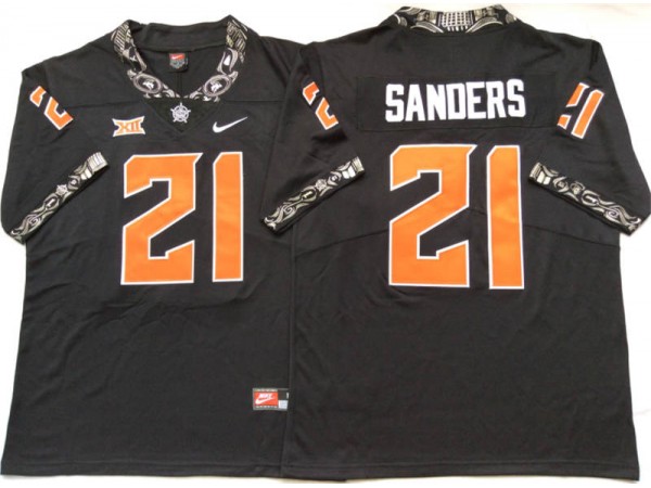 Oklahoma State Cowboys #21 Barry Sanders Black Football Jersey