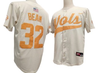 Tennessee Volunteers #32 Drew Beam Cream Baseball Jersey