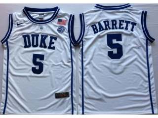 Duke Blue Devil #5 RJ Barrett White Basketball Jersey - Custom