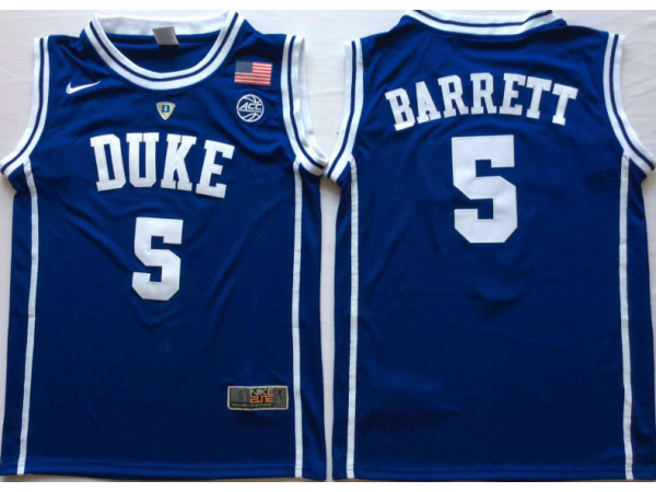 Duke Blue Devil #5 RJ Barrett Blue Basketball Jersey - Custom