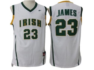 Irish High School #23 LeBron James White Basketball Jersey - Custom