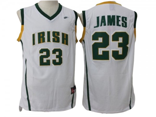 Irish High School #23 LeBron James White Basketball Jersey - Custom