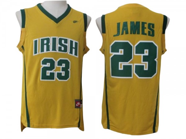 Irish High School #23 LeBron James Yellow Basketball Jersey - Custom