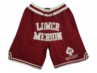 Lower Merion High School #33 Kobe Bryant Red Basketball Shorts