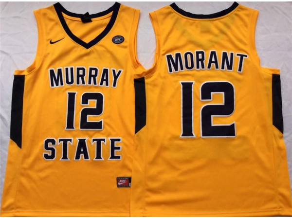 Murray State Racers #12 Ja Morant Yellow Basketball Jersey