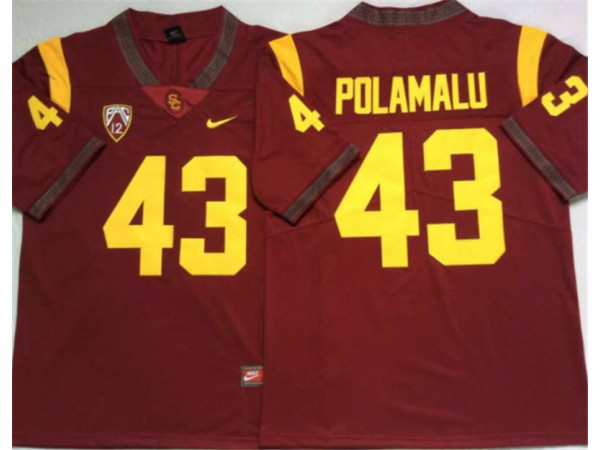 USC Trojans #43 Troy Polamalu Red Football Jersey