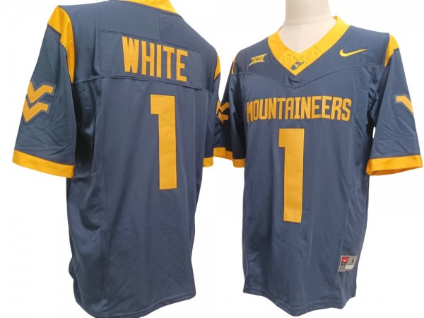 West Virginia Mountaineers #1 Jahiem White Navy Vapor F.U.S.E. Limited Jersey	