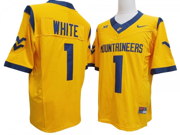 West Virginia Mountaineers #1 Jahiem White Gold Vapor F.U.S.E. Limited Jersey	