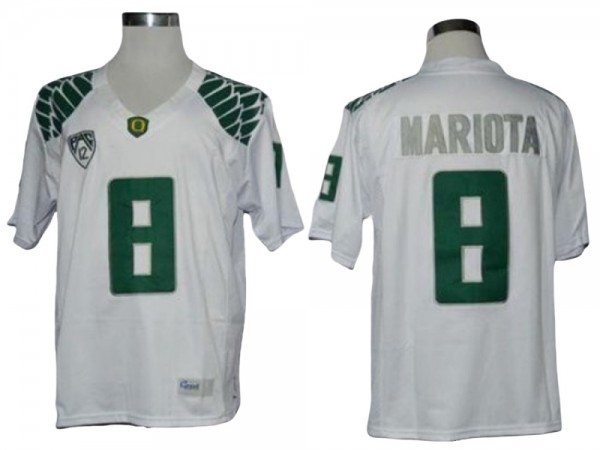 Oregon Ducks #8 Marcus Mariota White Jersey - Custom