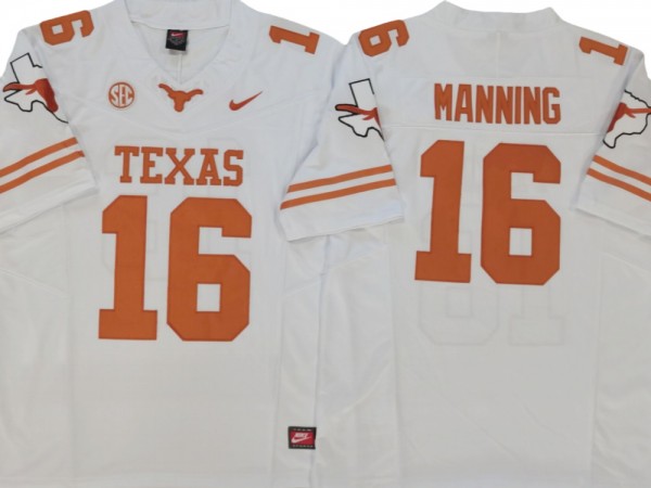 NCAA Texas Longhorns #16 Arch Manning White Vapor F.U.S.E. Limited Jersey - Texas logo