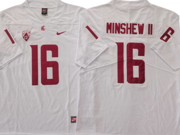 Washington State Cougars #16 Gardner Minshew II White Jersey