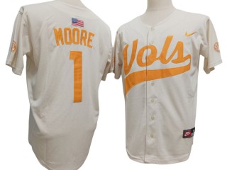 Tennessee Volunteers #1 Christian Moore Cream Baseball Jersey