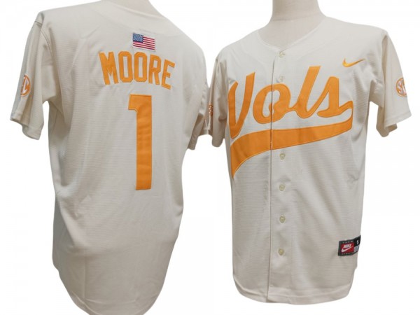 Tennessee Volunteers #1 Christian Moore Cream Baseball Jersey