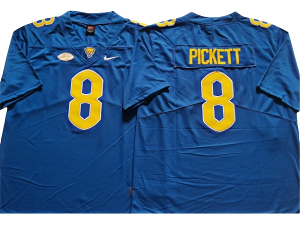 Pittsburgh Panthers #8 Kenny Pickett Blue Football Jersey