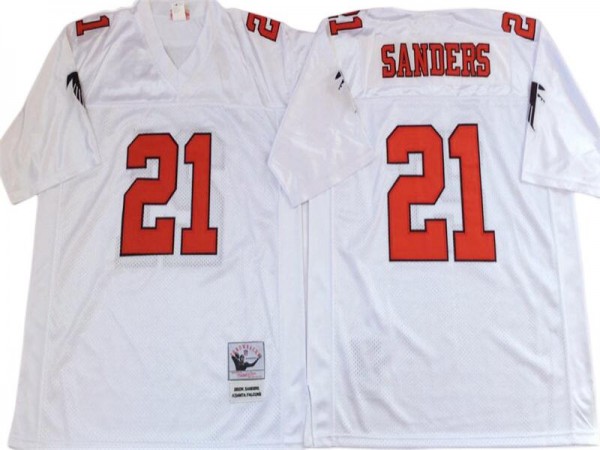 M&N Atlanta Falcons #21 Deion Sanders White 1992 Legacy Jersey