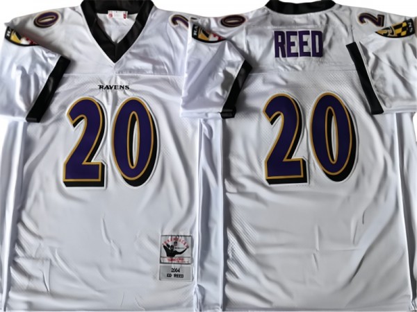 M&N Baltimore Ravens #20 Ed Reed White Legacy Jersey