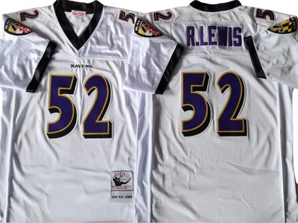 M&N Baltimore Ravens #52 Ray Lewis White Legacy Jersey